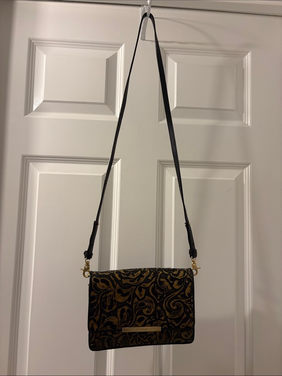 Brahmin Handbags - Brahmin Black and Gold Scroll Leather Crossbody Bag